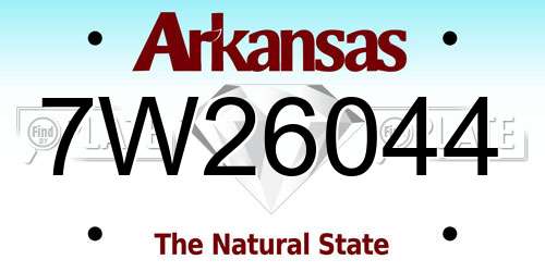 7W26044 Arkansas License Plate