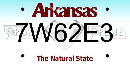 7W62E3 Arkansas License Plate