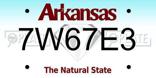 7W67E3 Arkansas License Plate