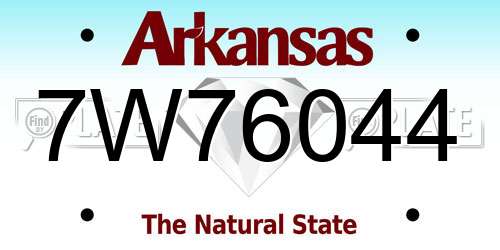 7W76044 Arkansas License Plate