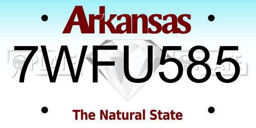 7WFU585 Arkansas License Plate