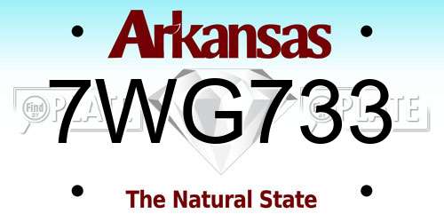 7WG733 Arkansas License Plate