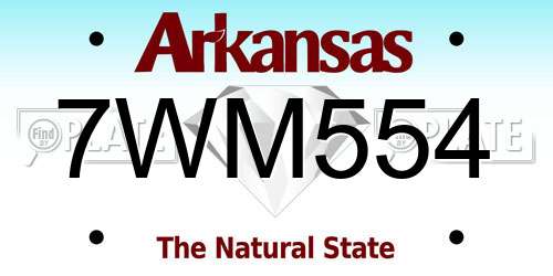 7WM554 Arkansas License Plate