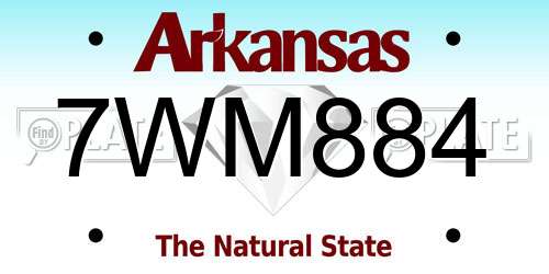 7WM884 Arkansas License Plate