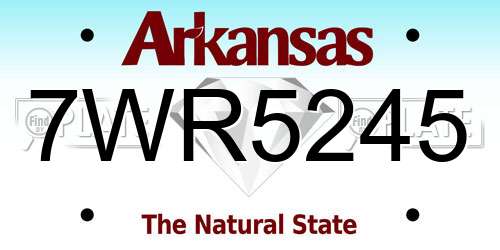 7WR5245 Arkansas License Plate