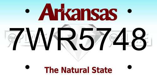 7WR5748 Arkansas License Plate
