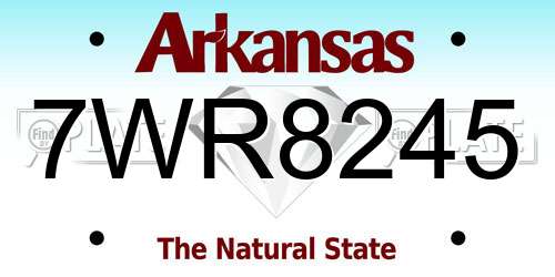 7WR8245 Arkansas License Plate