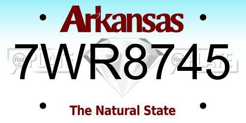 7WR8745 Arkansas License Plate
