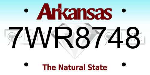 7WR8748 Arkansas License Plate