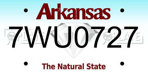 7WU0727 Arkansas License Plate