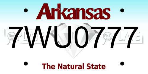 7WU0777 Arkansas License Plate