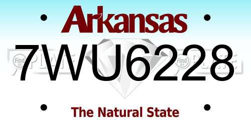 7WU6228 Arkansas License Plate