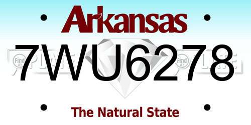 7WU6278 Arkansas License Plate