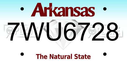 7WU6728 Arkansas License Plate