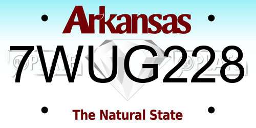 7WUG228 Arkansas License Plate