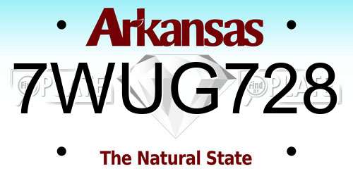 7WUG728 Arkansas License Plate