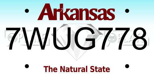 7WUG778 Arkansas License Plate