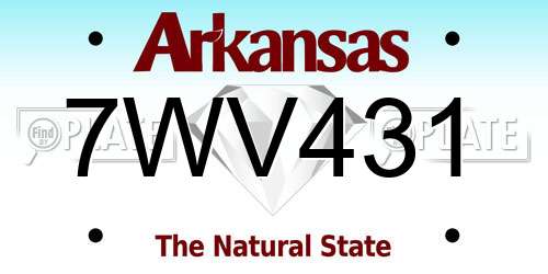 7WV431 Arkansas License Plate