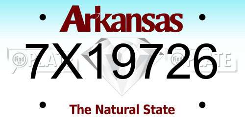 7X19726 Arkansas License Plate