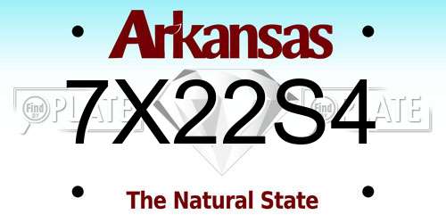 7X22S4 Arkansas License Plate