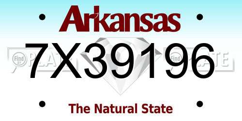 7X39196 Arkansas License Plate