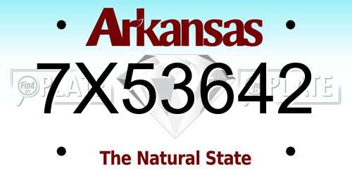 7X53642 Arkansas License Plate