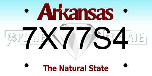 7X77S4 Arkansas License Plate