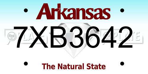 7XB3642 Arkansas License Plate
