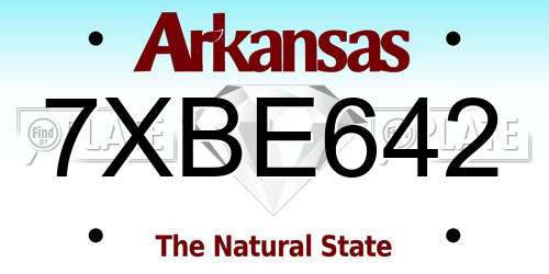 7XBE642 Arkansas License Plate