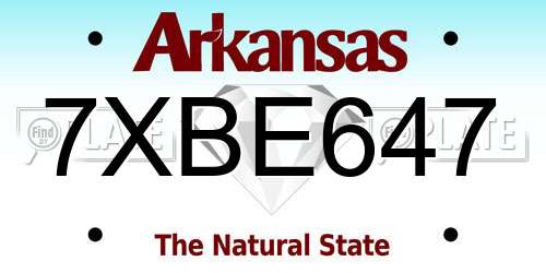 7XBE647 Arkansas License Plate