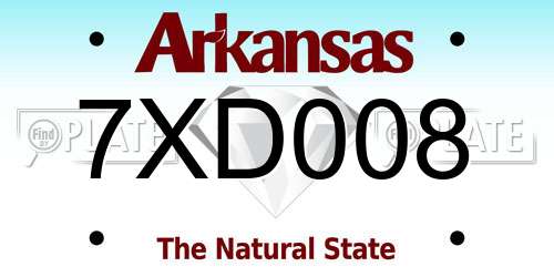 7XD008 Arkansas License Plate