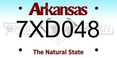 7XD048 Arkansas License Plate