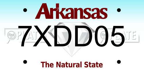 7XDD05 Arkansas License Plate