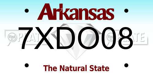 7XDO08 Arkansas License Plate