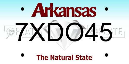 7XDO45 Arkansas License Plate