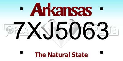 7XJ5063 Arkansas License Plate