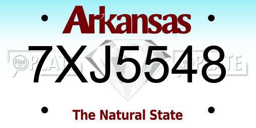 7XJ5548 Arkansas License Plate