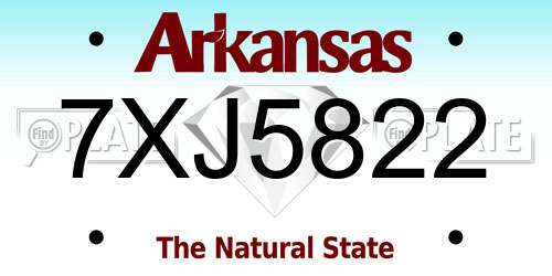 7XJ5822 Arkansas License Plate