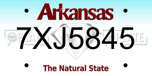 7XJ5845 Arkansas License Plate