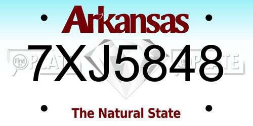 7XJ5848 Arkansas License Plate