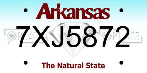7XJ5872 Arkansas License Plate