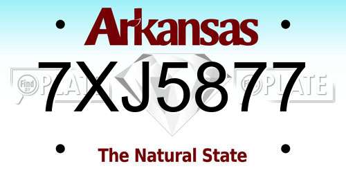 7XJ5877 Arkansas License Plate