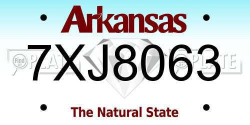 7XJ8063 Arkansas License Plate