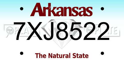 7XJ8522 Arkansas License Plate