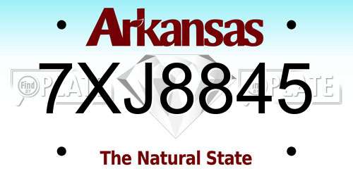 7XJ8845 Arkansas License Plate