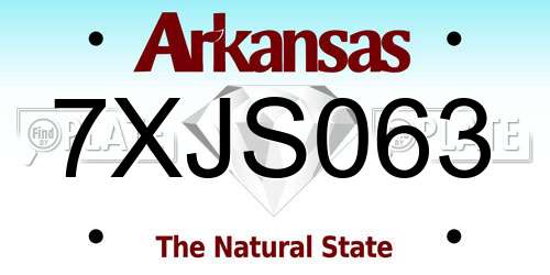 7XJS063 Arkansas License Plate