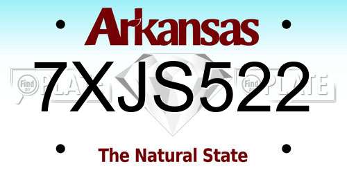 7XJS522 Arkansas License Plate