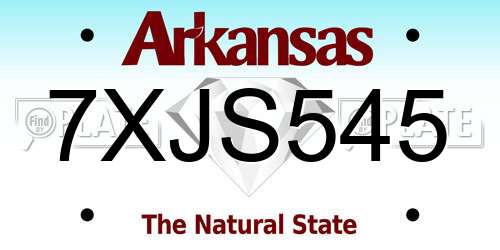 7XJS545 Arkansas License Plate