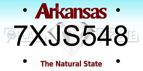 7XJS548 Arkansas License Plate