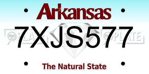 7XJS577 Arkansas License Plate